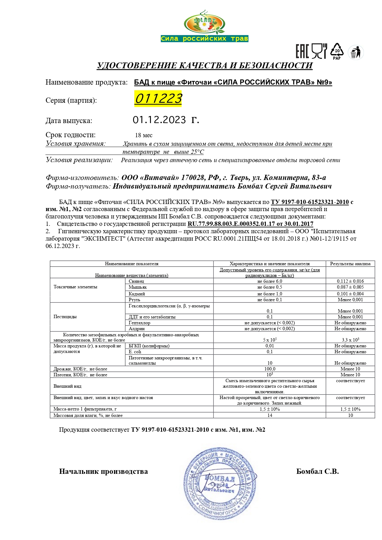 Паспорт №122023
